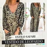 Amanda - Vestido Safari Chic con estampado de leopardo