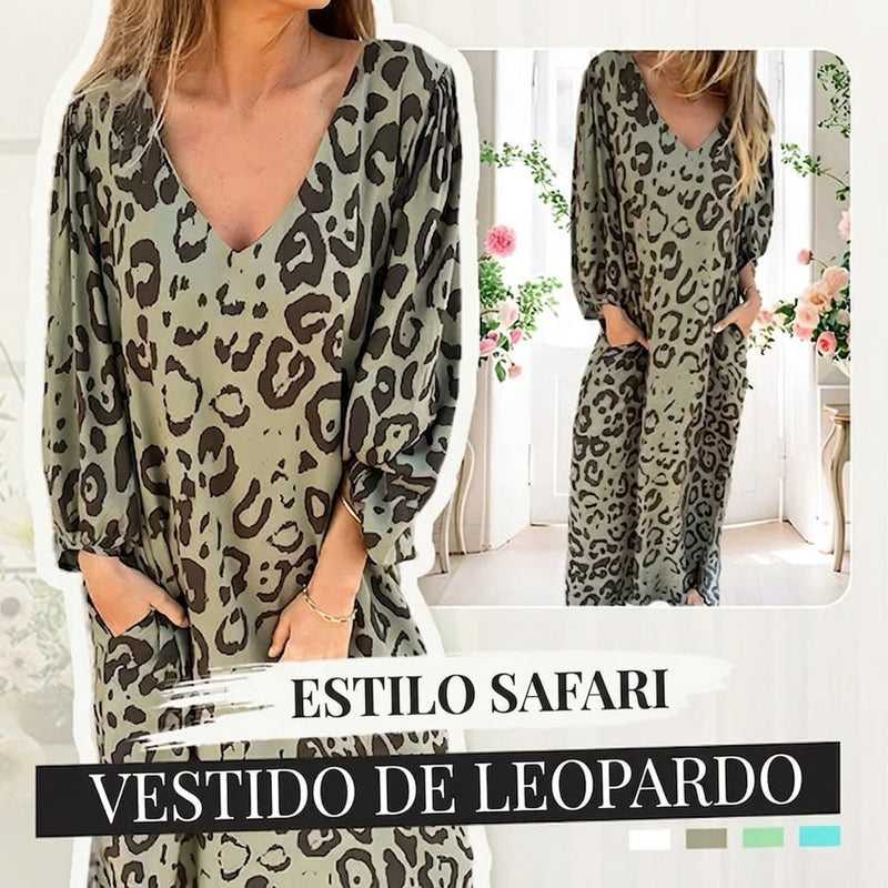 Amanda - Vestido Safari Chic con estampado de leopardo