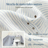 Salma - Pantalón recto de rayas con botones laterales