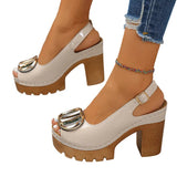 Eva - Sandalias peeptoe de tacón ancho con hebilla metálica