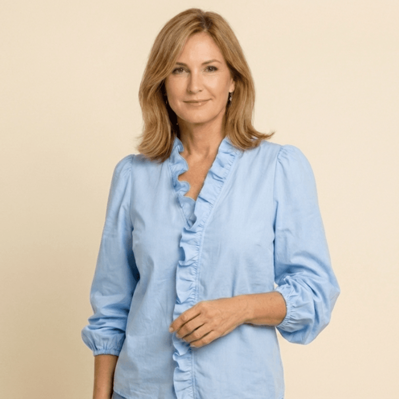Carla - Blusa de corte holgado con volantes y mangas farol