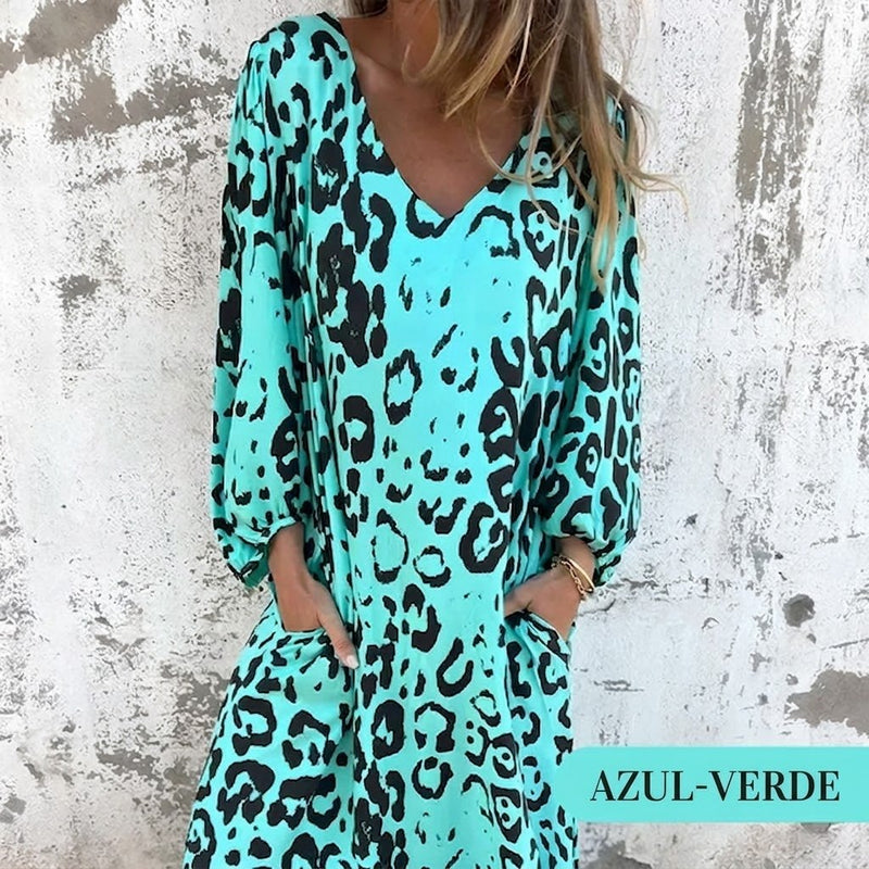 Amanda - Vestido Safari Chic con estampado de leopardo