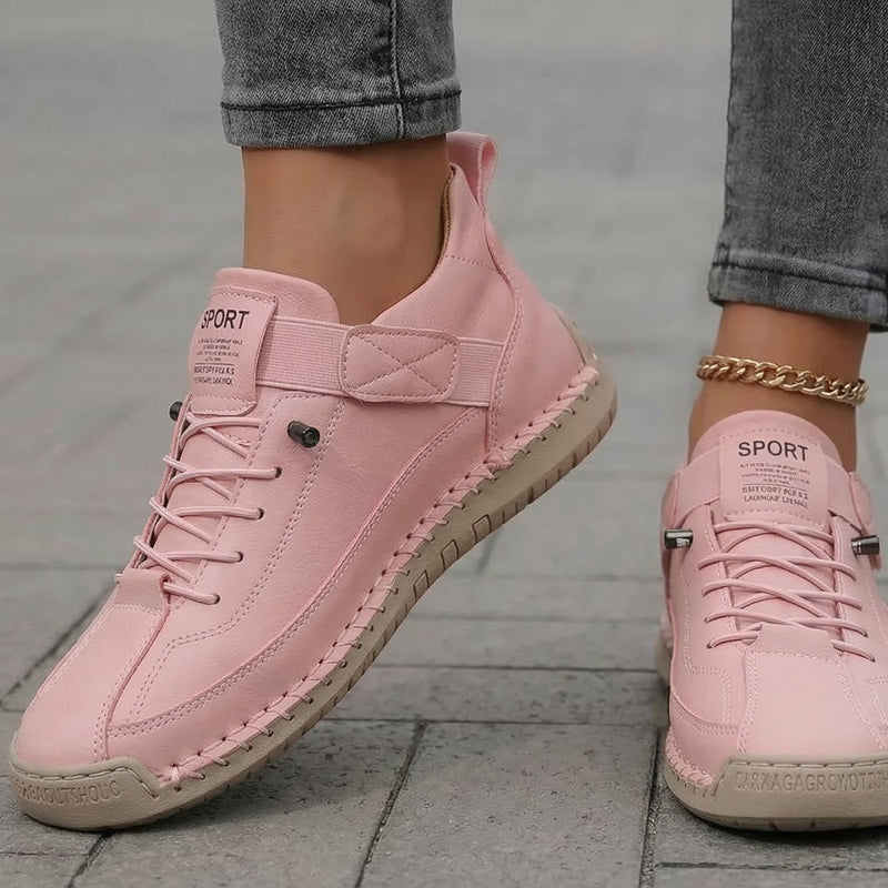 Gisela - Zapatillas ortopédicas cómodas de efecto piel