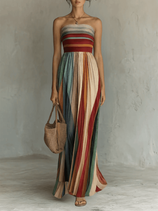 Vestido largo multicolor sin mangas
