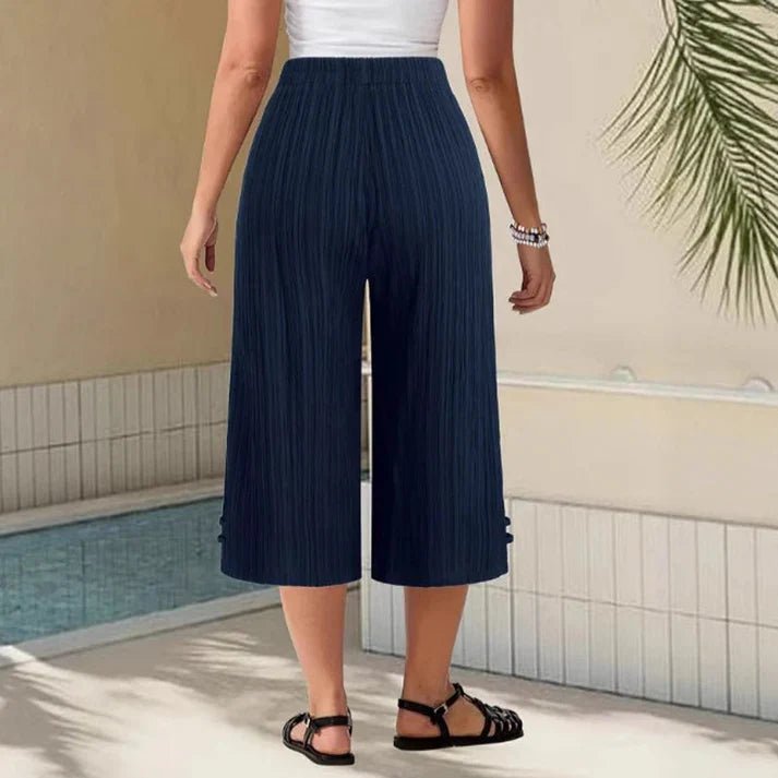 Iria - Pantalón capri acanalado de pierna ancha
