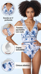 Carla - bañador con estampado y falda