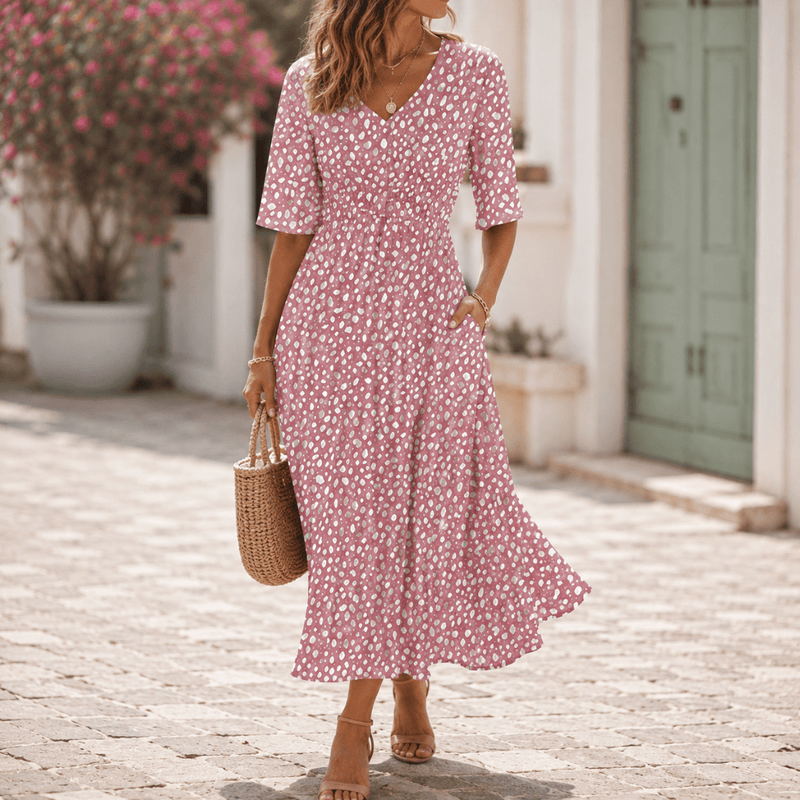 Francesca | Elegant Midi Dress with Tummy Concealing Design