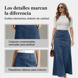 Mía - Falda vaquera midi en línea A de cintura alta