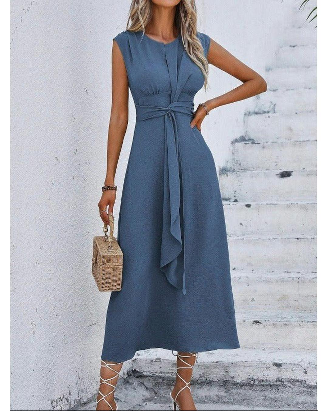 Eva - Vestido elegante sin mangas con cintura ajustable - Camila Fashions