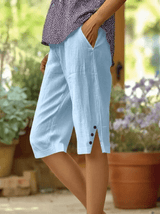 Lorena - Pantalón capri liso con bolsillos laterales