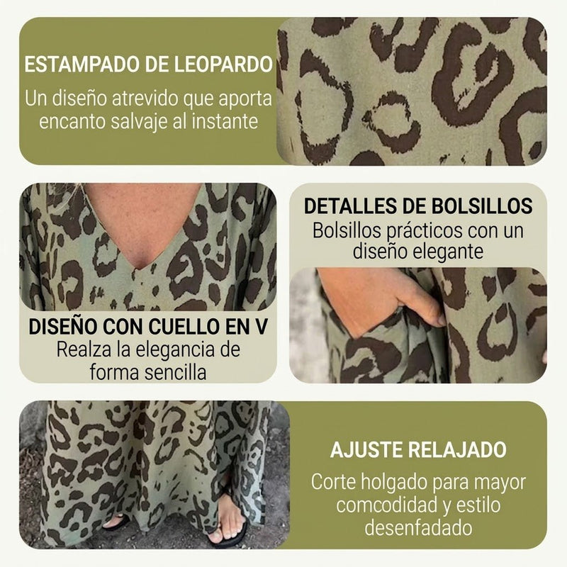 Amanda - Vestido Safari Chic con estampado de leopardo