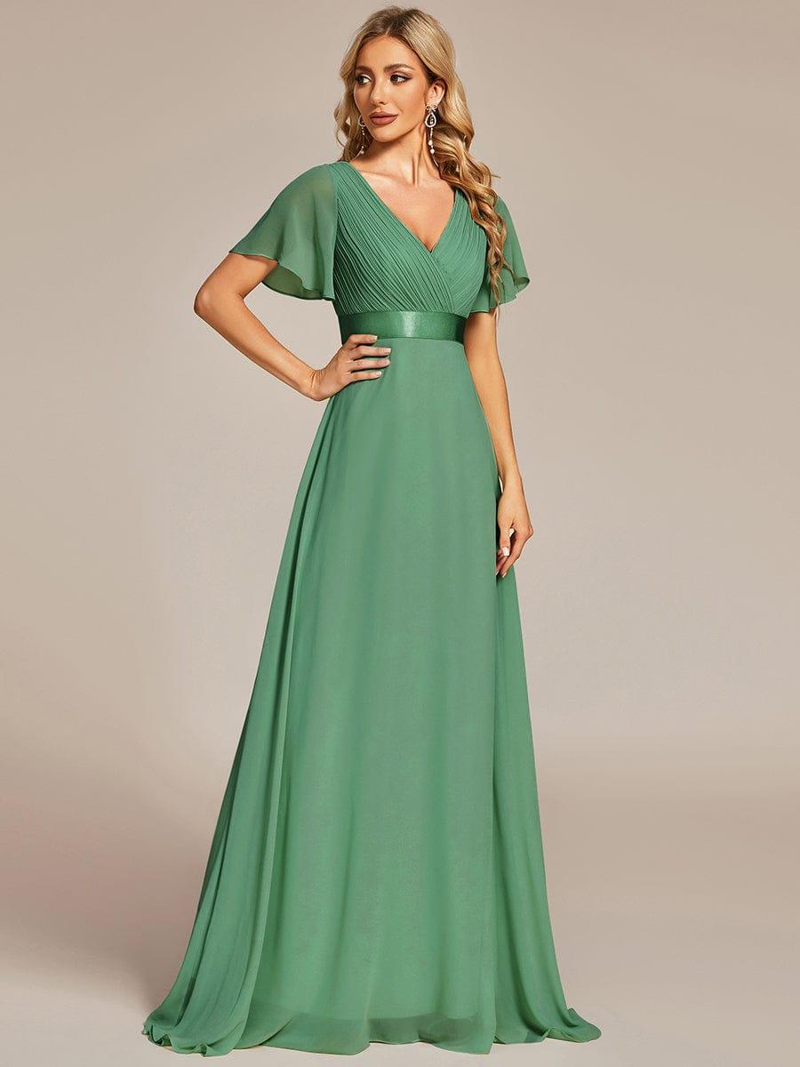 MONICA | Vestido largo de dama de honor con cintura imperio y mangas cortas fluidas