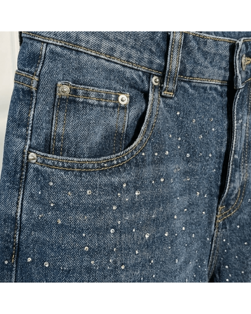 Valeria | Wide-Leg Jeans with Sparkling Details - Camila Fashions