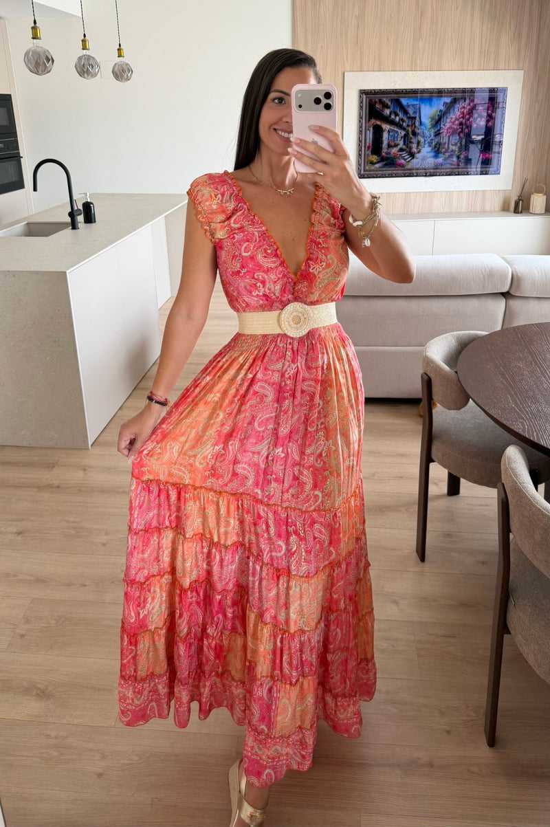 Amara Red Silk Maxi Dress