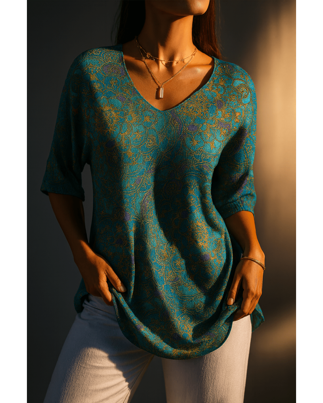 Leticia| Jersey informal con estampado artístico retro - Camila Fashions