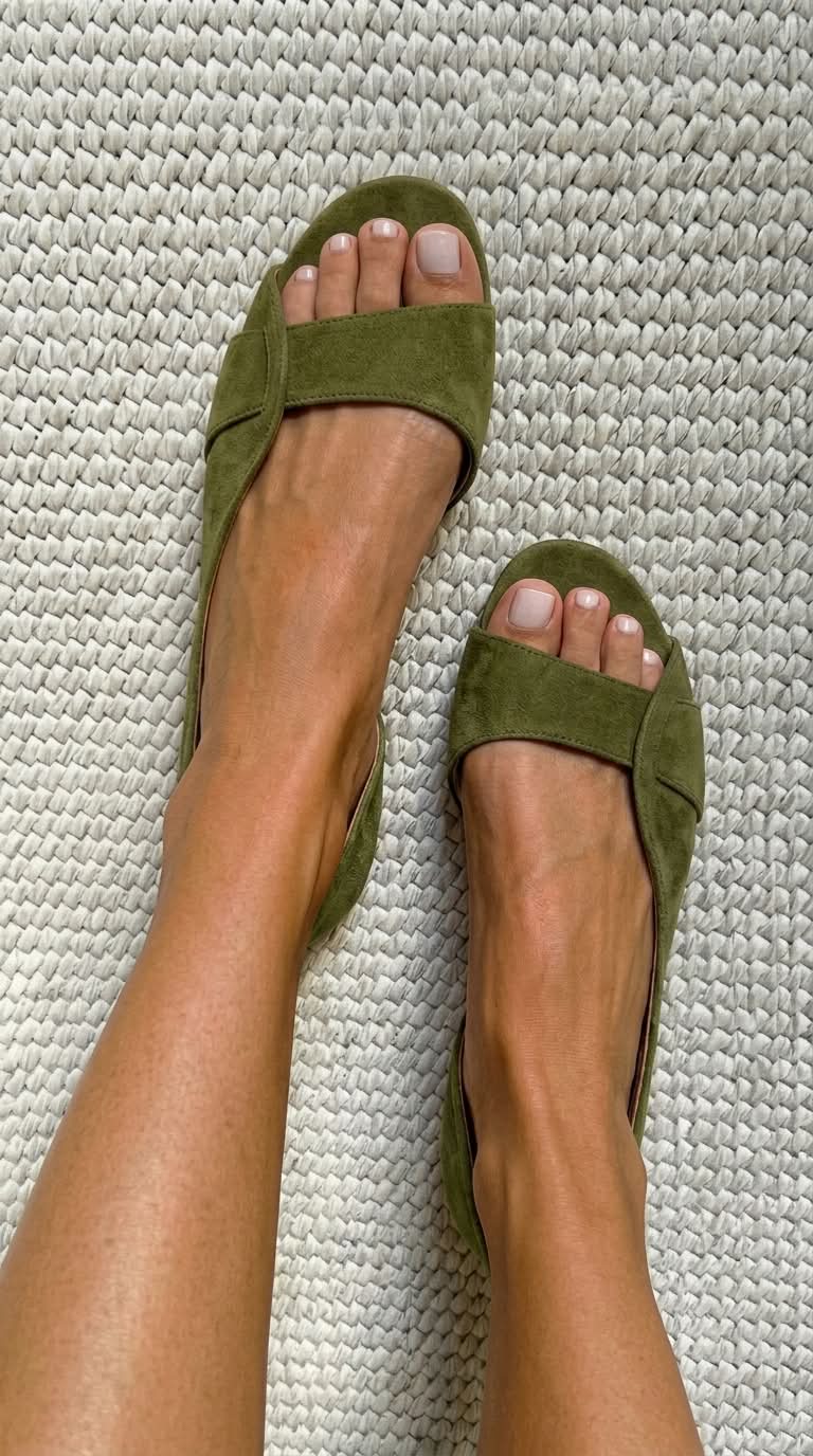 Casual, open-toe suede sandals with a low heel