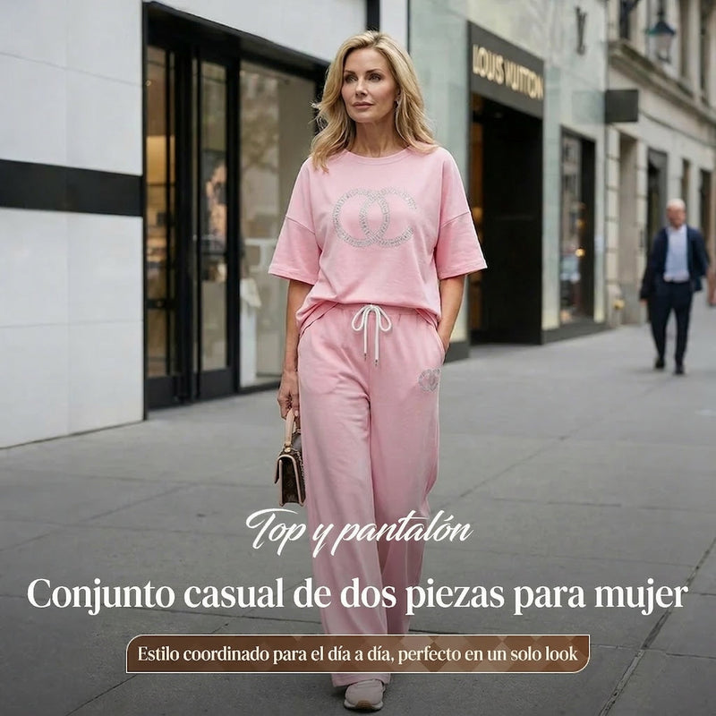 Nerea - Conjunto de dos piezas con top y pantalón holgado
