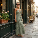 Julia | Vestido largo con cuello halter y espalda descubierta