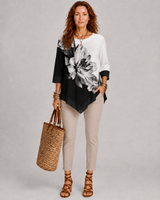 MODLILY®Asymmetric Hem Plus Size Floral Print T Shirt
