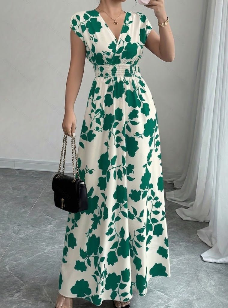 Clara - Vestido floral largo con escote en V