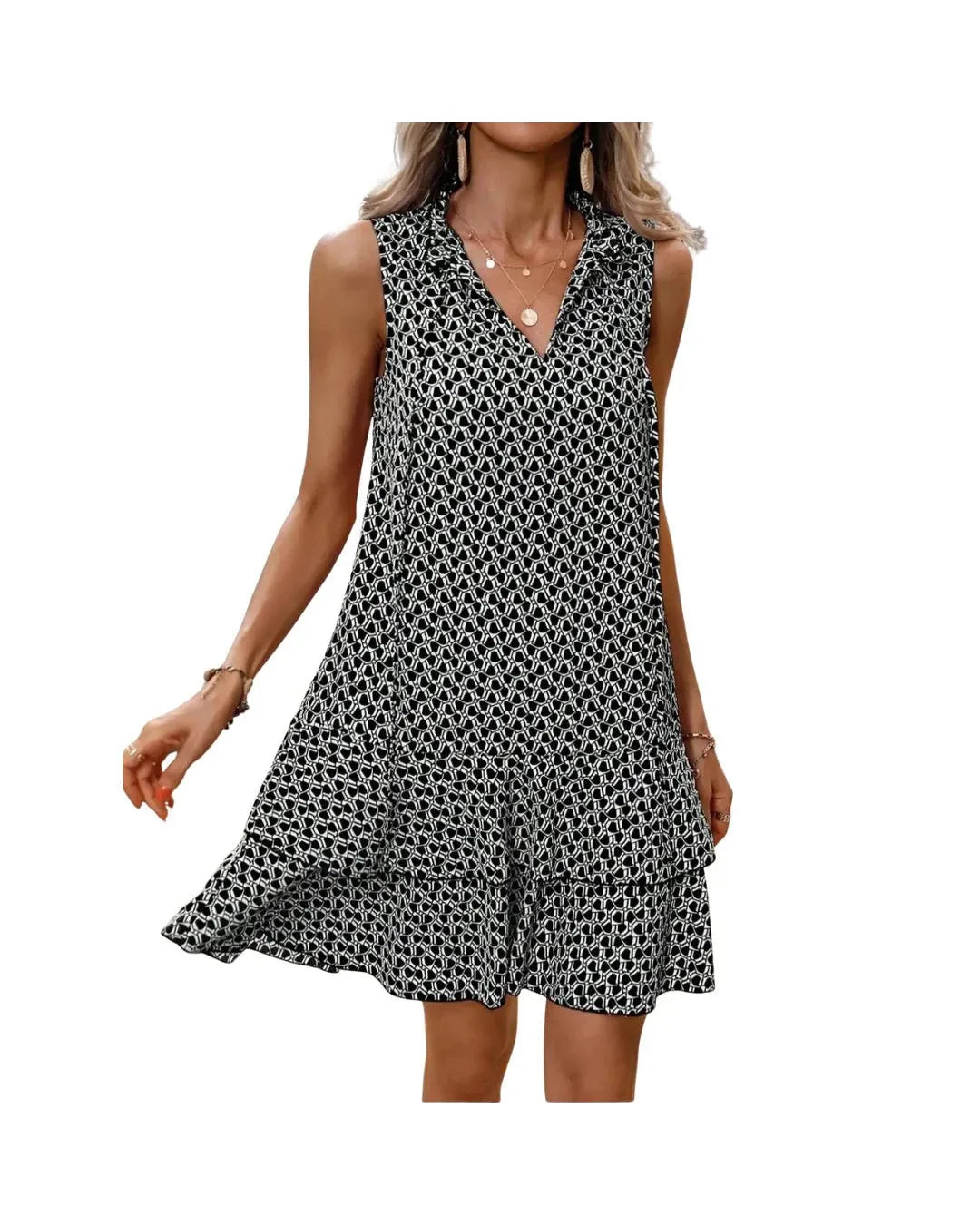 Maira - Vestido estampado bohemio con escote en V - Camila Fashions