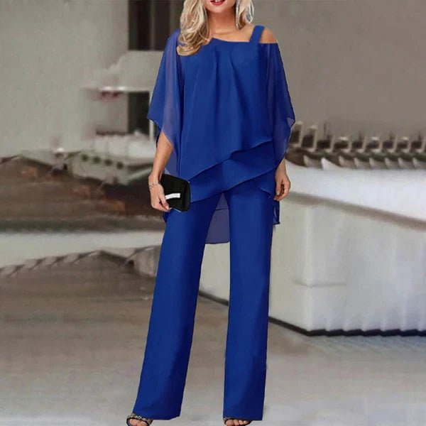 Alba - Conjunto de gasa plisada y pantalón ancho