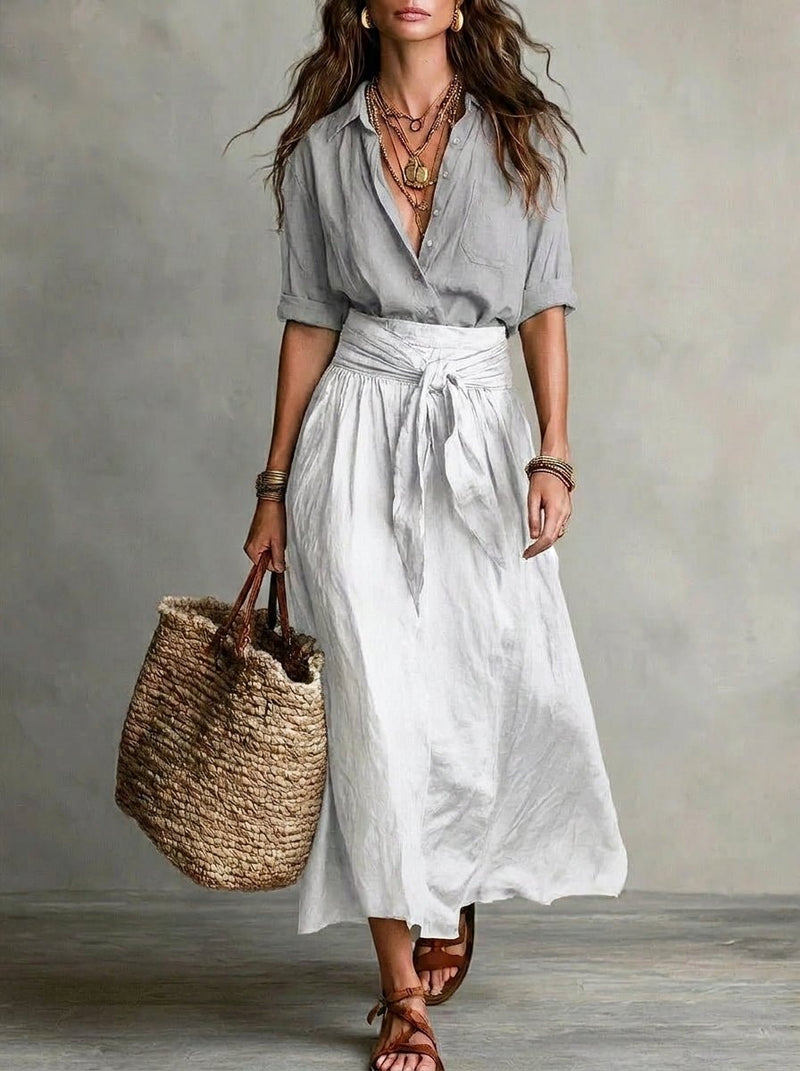 Sofía | Conjunto bohemio elegante de falda y blusa fluida