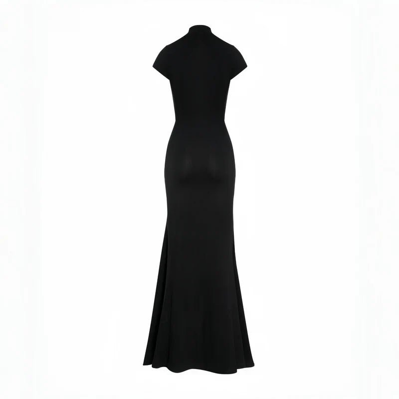 Andrea - Vestido maxi negro con abertura