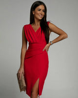 Leonor - Vestido drapeado elegante con abertura lateral