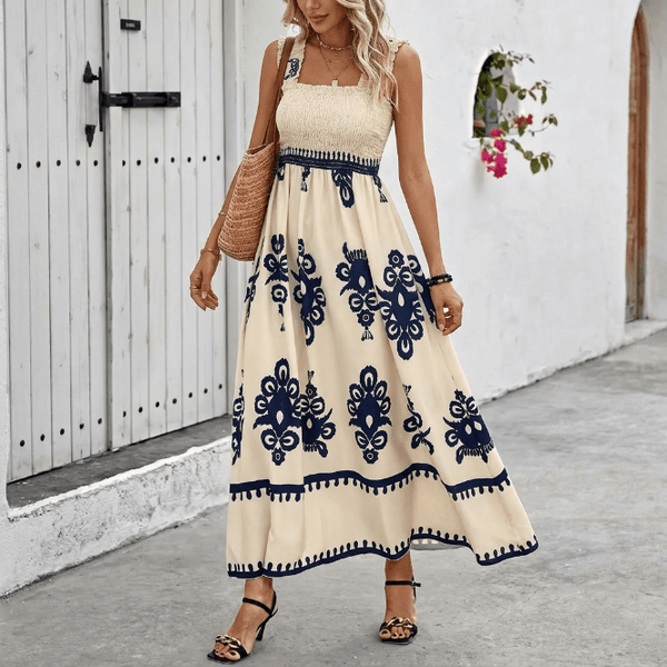 Alba | Vestido maxi bohemio con escote cuadrado
