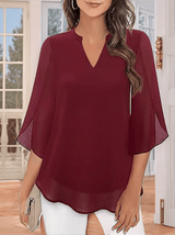 Claudia – Blusa de gasa chiffon con escote en V