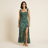 Zara - Vestido boho retro con volantes y abertura
