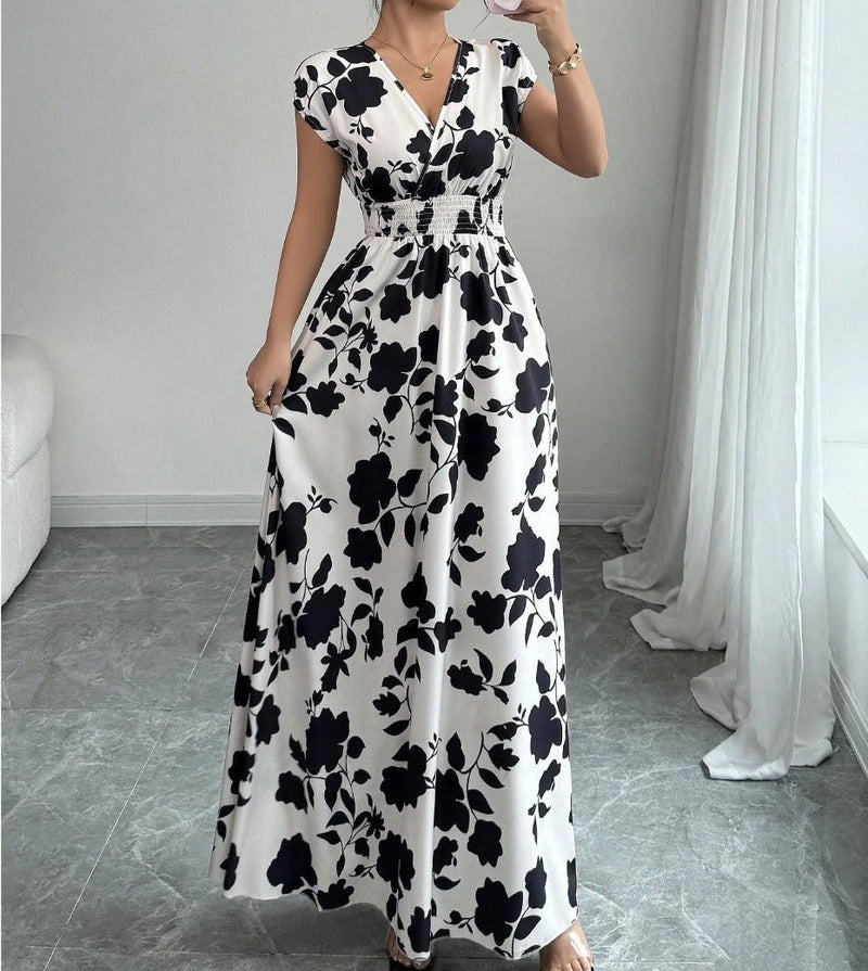 Clara - Vestido floral largo con escote en V