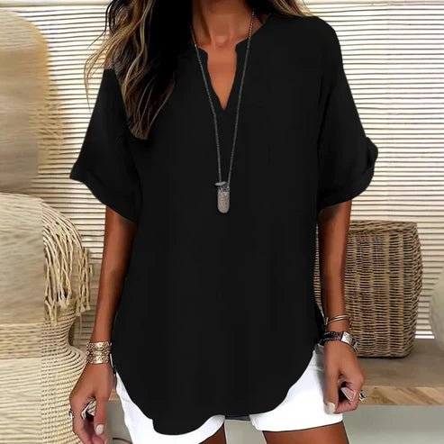 Celia - Blusa lisa de manga corta y corte holgado