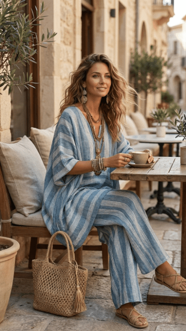 Luna | Conjunto elegante a rayas holgado