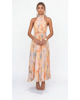 ESTHER | Watercolour-Style Halter Dress - Camila Fashions