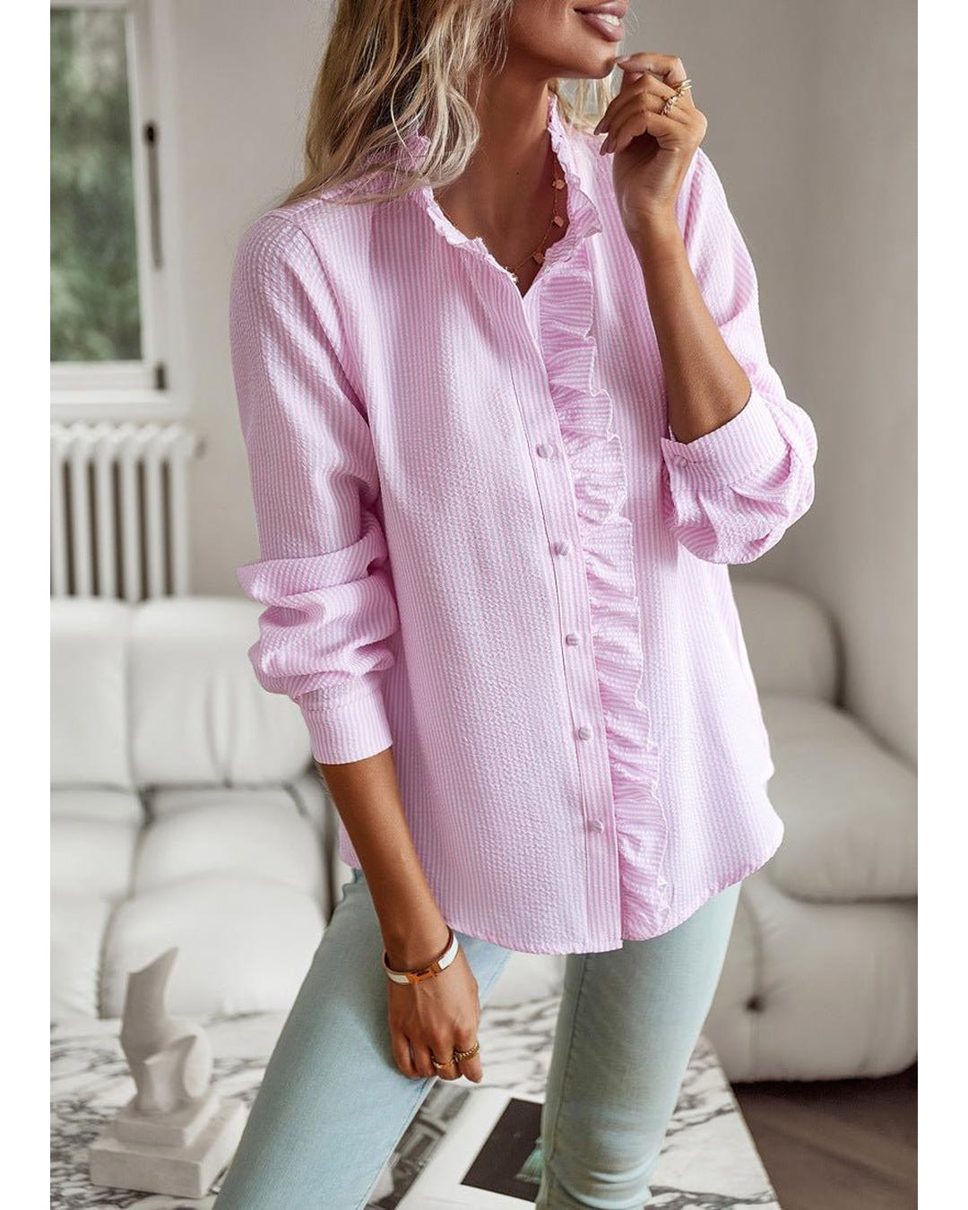 Diana - Elegante blusa de manga larga con volantes - Camila Fashions