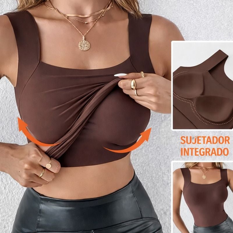 Luna – Top térmico con sujetador integrado y cuello en U