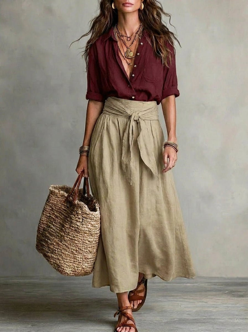 Sofía | Conjunto bohemio elegante de falda y blusa fluida