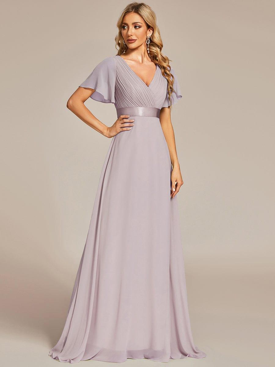 MONICA | Vestido largo de dama de honor con cintura imperio y mangas cortas fluidas