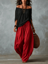 Luna | Top a Spalle Scoperte e Pantaloni Fluidi