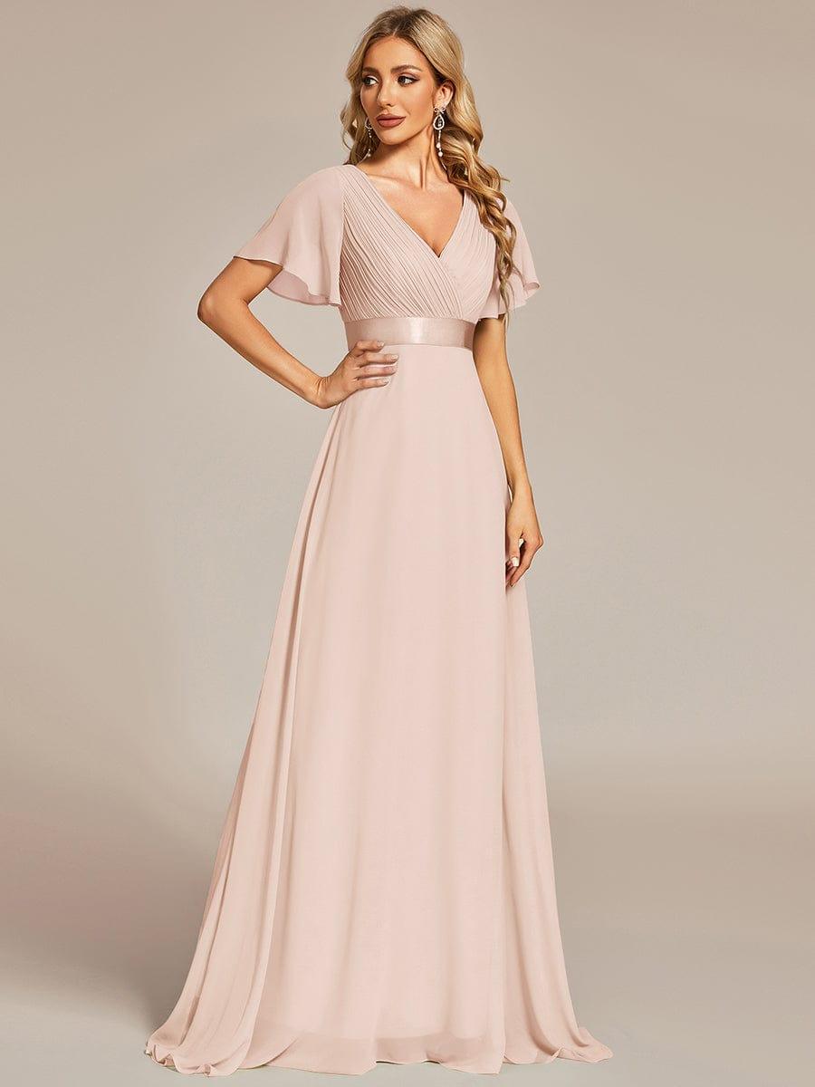 MONICA | Vestido largo de dama de honor con cintura imperio y mangas cortas fluidas