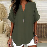 Celia - Blusa lisa de manga corta y corte holgado