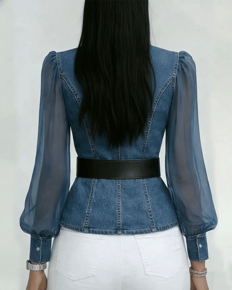 Alexia | Top vaquero con mangas ligeras de chiffon