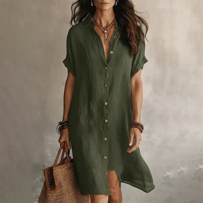 Elena | Vestido camisero de manga corta elegante