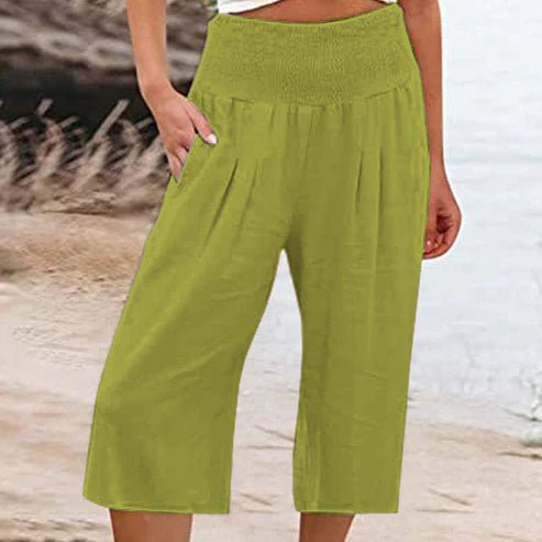 Abril - Pantalones capri ligeros con cintura elástica
