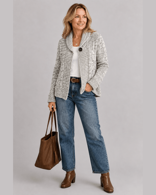 Modello a Maglia per Cardigan Chunky con Bottoni