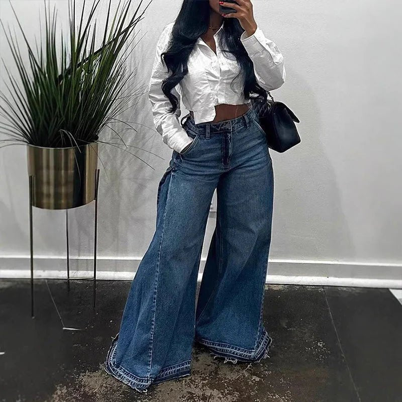 Sara - Vaqueros oversize de cintura alta y pierna ancha