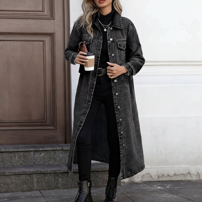 Candela - Chaqueta vaquera larga con botones