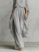 Renata | Grey fluid set with a top featuring thin straps and lightweight trousers